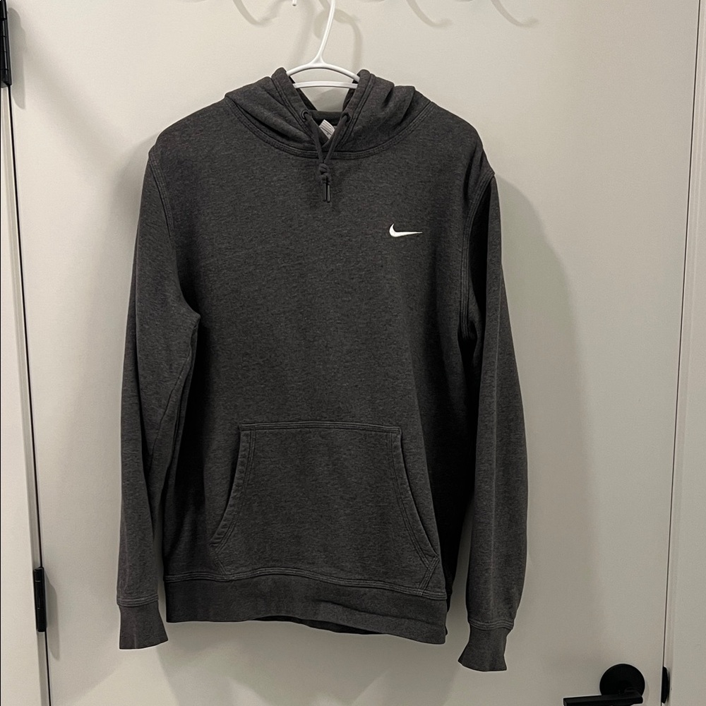 Nike Charcoal Gray Hooded Pullover with White Swoosh